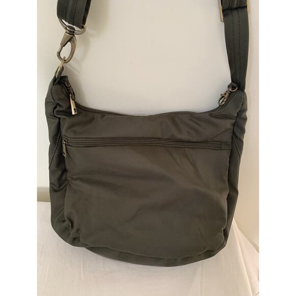 Travelon Anti-Theft Lined Crossbody Round Hobo Shoulder Bag Olive Green - Picture 5 of 9